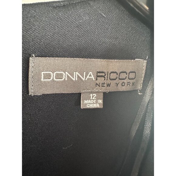 Donna Ricco Sheath Dress Women Size 12 Polyester/Spandex Black Sequined Sleevele - Picture 4 of 6